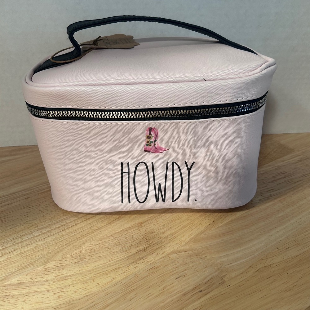 Rae Dunn Howdy Cosmetic Bag Pink Western Travel Makeup Organizer NWT New Cowgirl